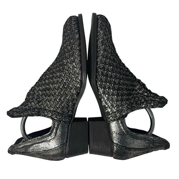 Very Volatile Malone Pewter Metallic Woven Leather Ankle Booties Women's Sz 6.5 - Picture 3 of 9